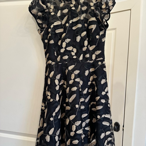 Shoshanna Black Fit and Flare Dress with Flutter Sleeves for Wedding Guest